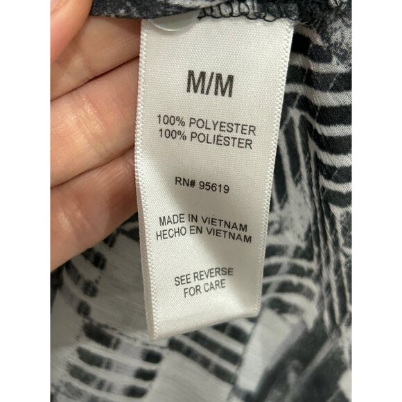 Fever Black White Geometric Print Sleeveless Tunic Top Sz Medium - Picture 6 of 10